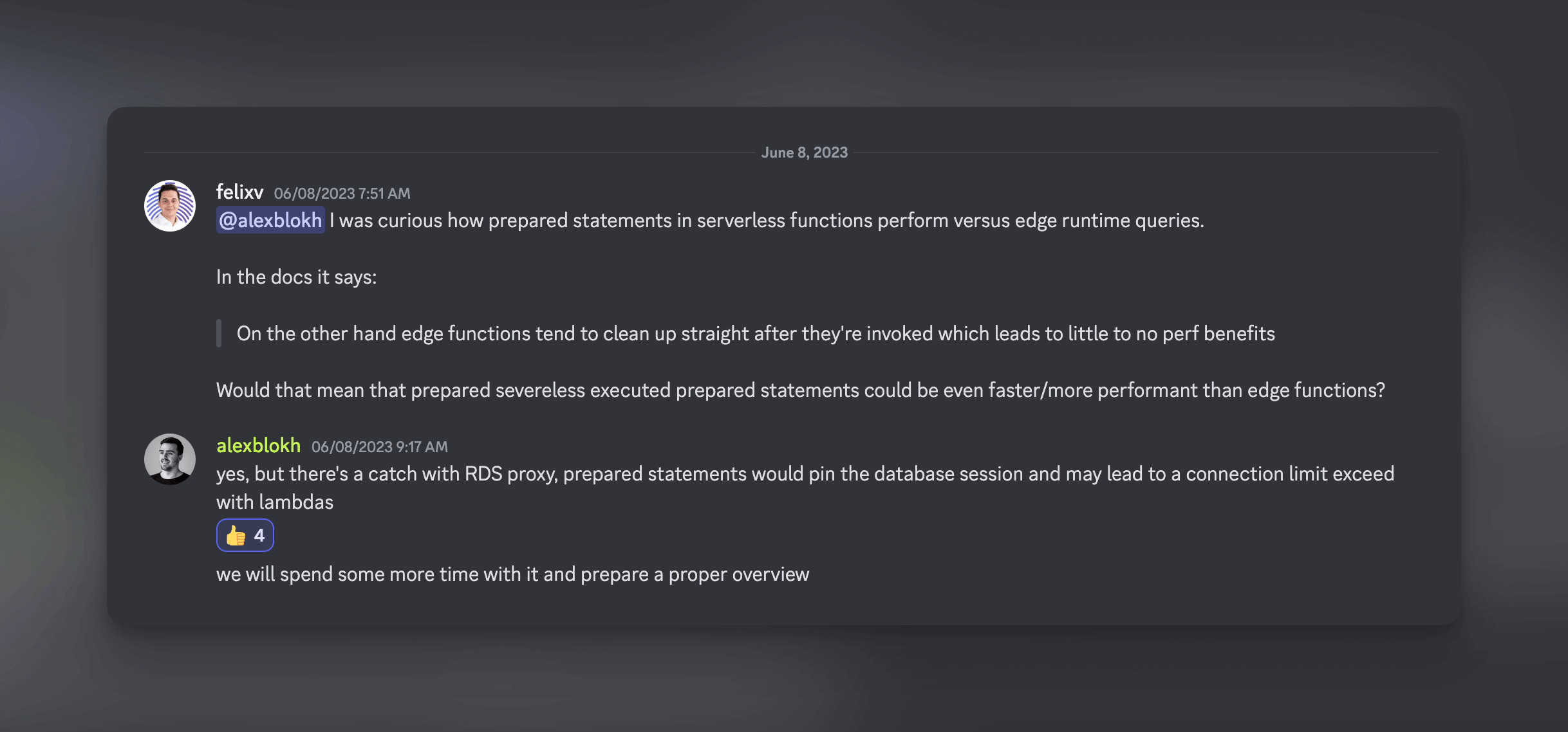 Prepared Statements outperforming edge